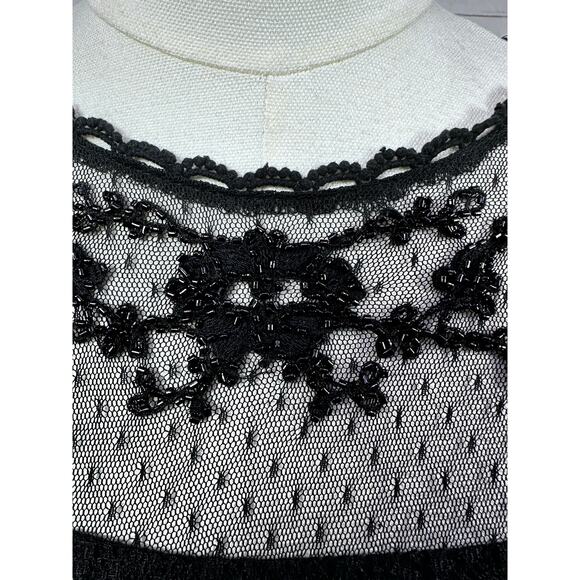 Esley ANTHRO small black lace sheer floral dress whimsygoth grunge y2k victorian - Picture 7 of 9